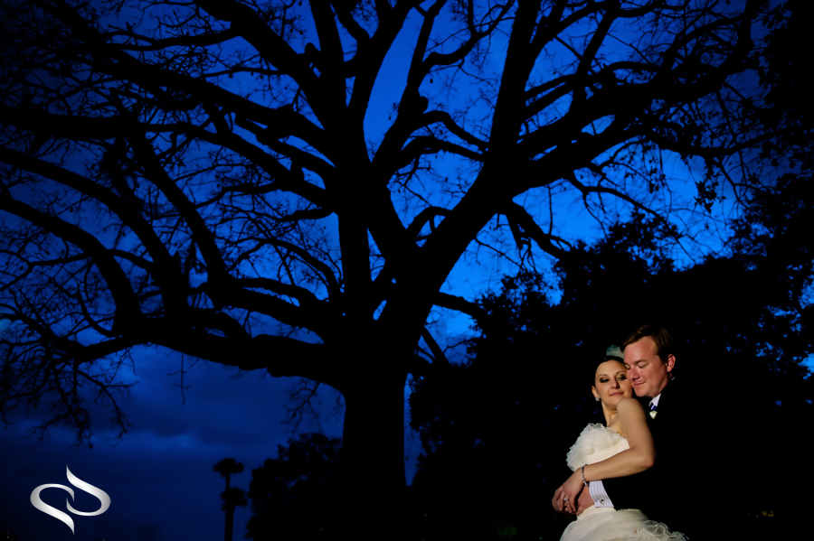 Bride and Groom at night in Tampa