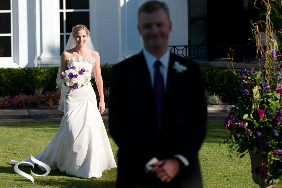 Bride and Groom first look at Palma Ceia Country Club