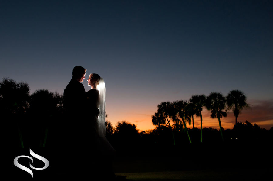 Bride and Groom sunset picture at Palma Ceia Country Club
