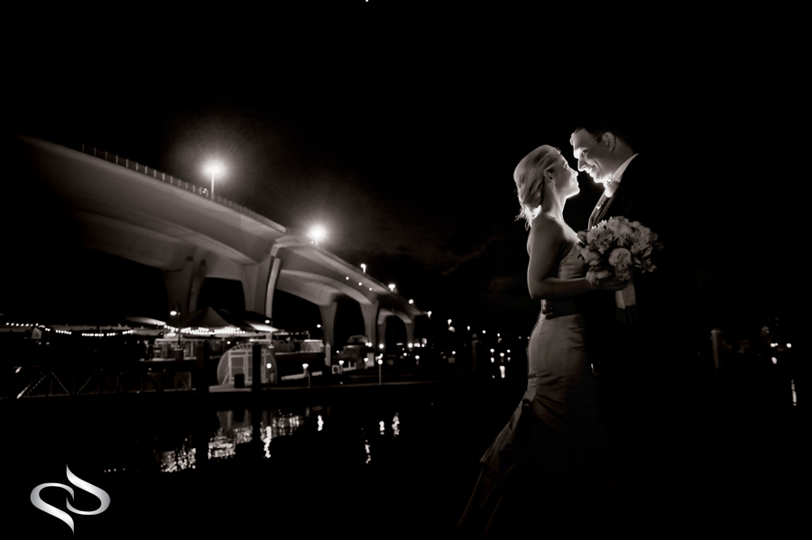 Bride and Groom at Clearwater Prominade Bridge