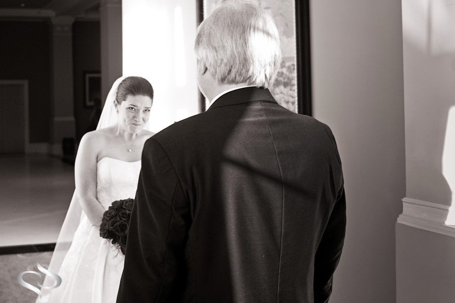 Father Sees bride all dressed
