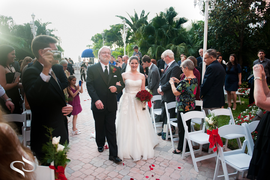 Father and Bride walking down the Isle at the Don Cesar