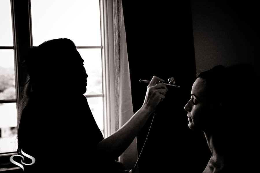 Bride gettting makeup on Casa Monica St. Augustine