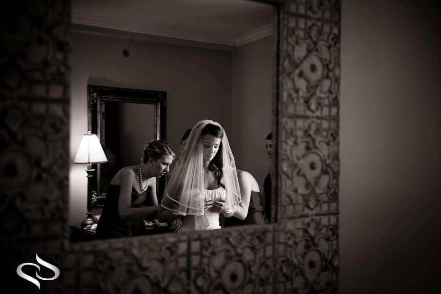 Bride in mirror at Casa Monica St. Augustine wedding