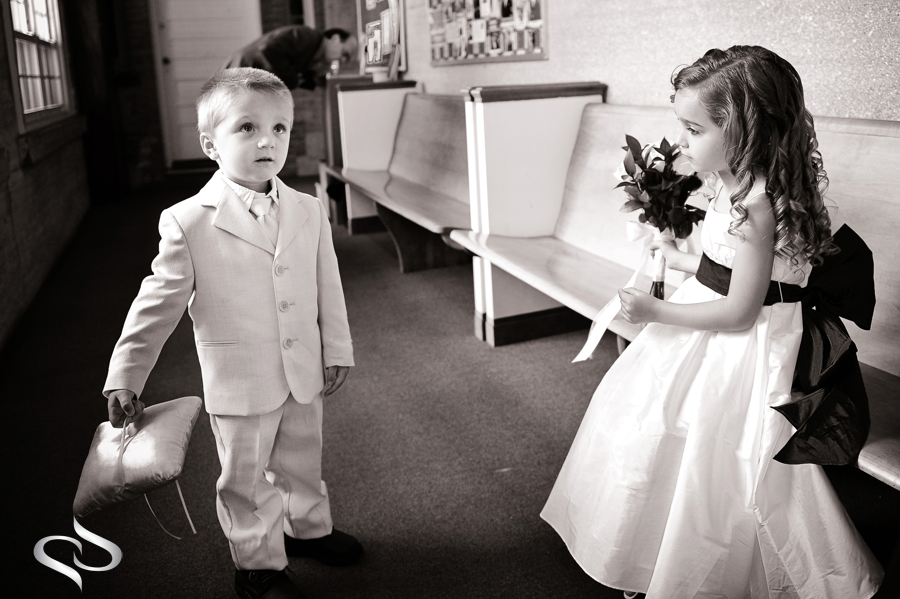 Kids at church before wedding