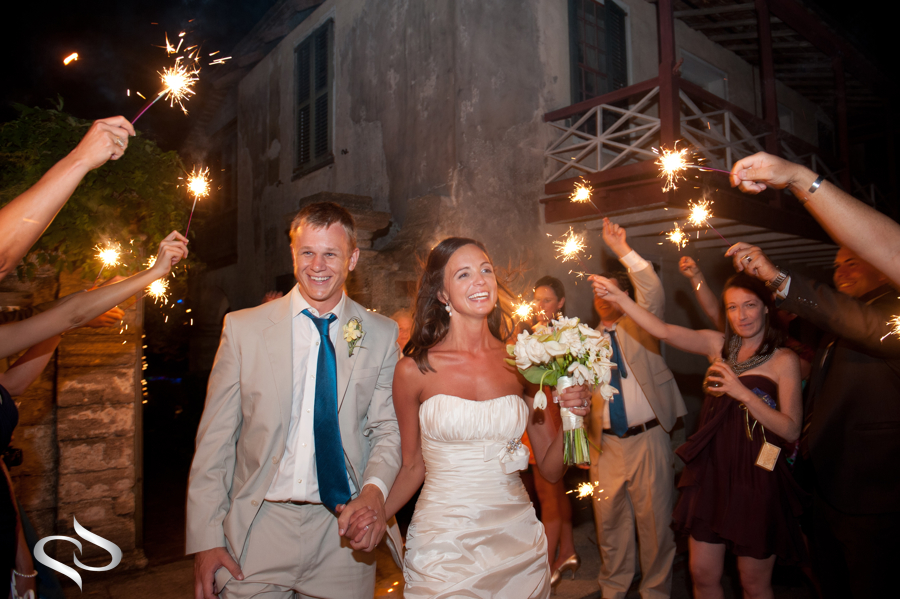 Bride and Groom sparkler exit