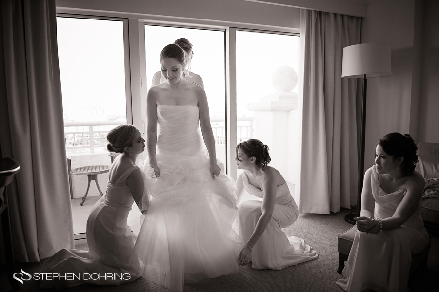 Bride dressing hyatt Clearwater Beach