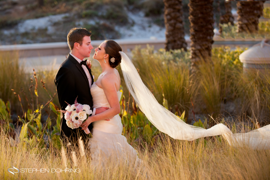 bride and groom in stunning light