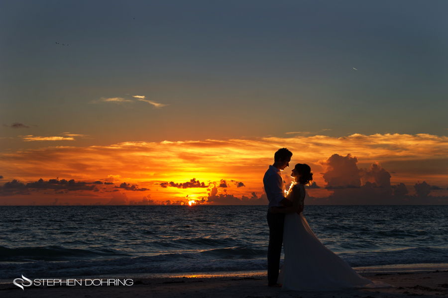 Stunnign beach sunset wedding image
