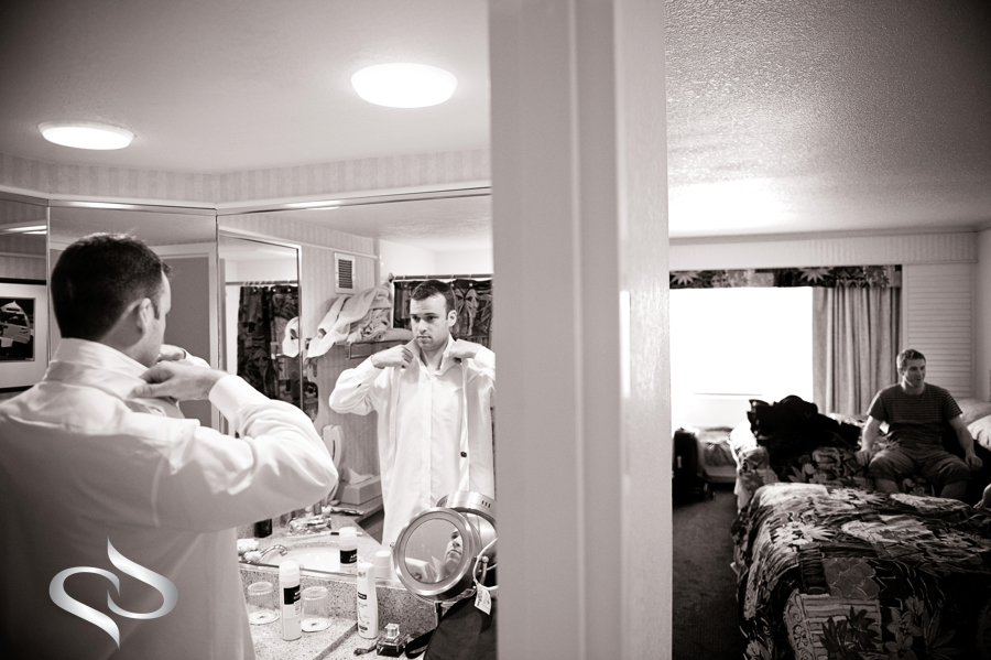 Groom getting ready for wedding at the Don Cesar
