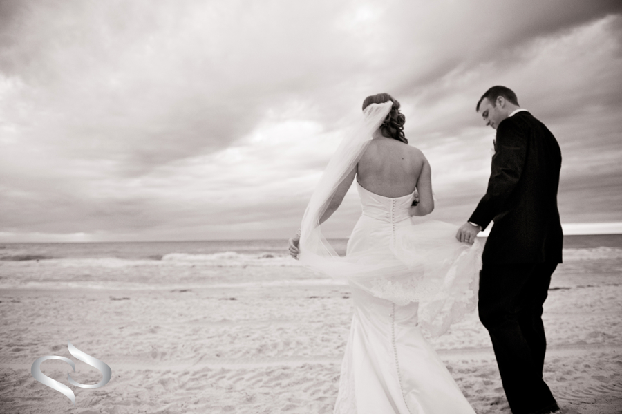 Bride and Groom on beach at the Don Cesar