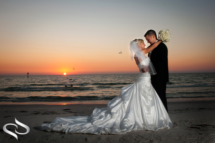 Sandpearl resort Clearwater Beach Bride and Groom on beach
