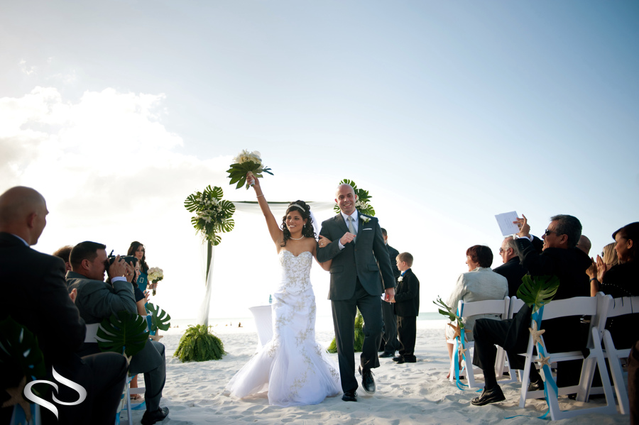 Bride and Groom just married on Clearwater beach