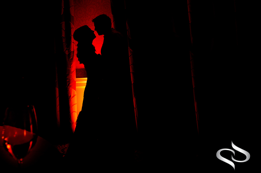 Amazing reception shot of bride and groom