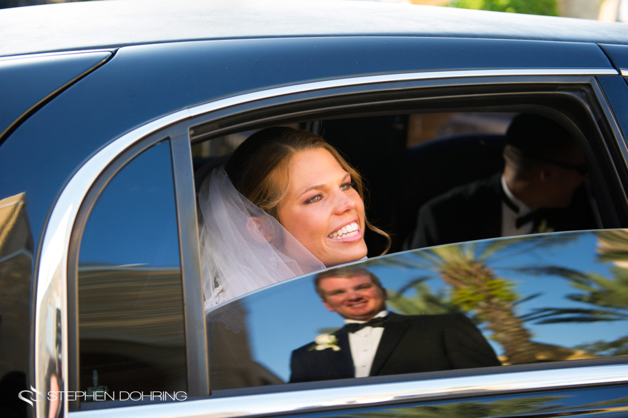 Bride and Groom in Limo