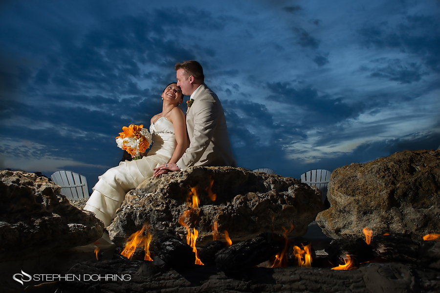 Bride and groom on Clearwater beach 