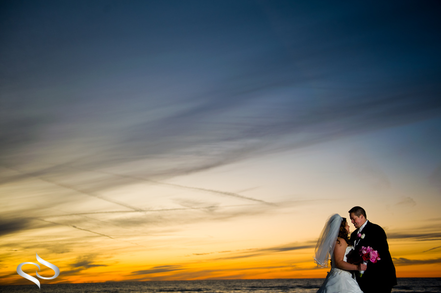 Bride and groom on clearwater beach