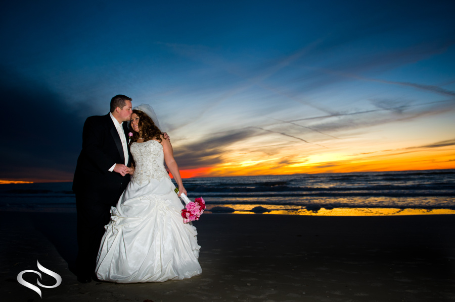 Bride and Groom sunset beach shot